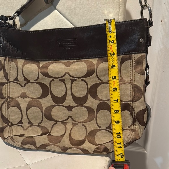Coach Brown and Tan Monogram Shoulder Bag - Picture 15 of 17